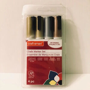 Craft Smart 4 Pc Metallic Chalk Marker Set Wet Erasable  Crafts Scrapbook